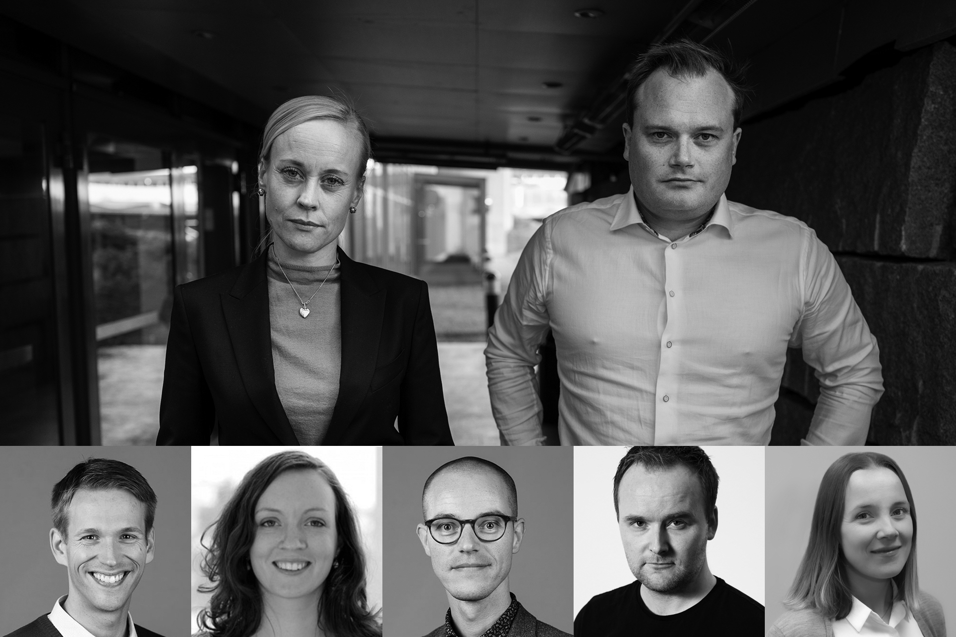 Ingrid Lossius Falkum, Jonas Stein, Nils Hallvard Korsvoll, Marte-Blikstad Balas, Åsmund Eikenes, Eirik Holmøyvik og Marianne Andenæs.